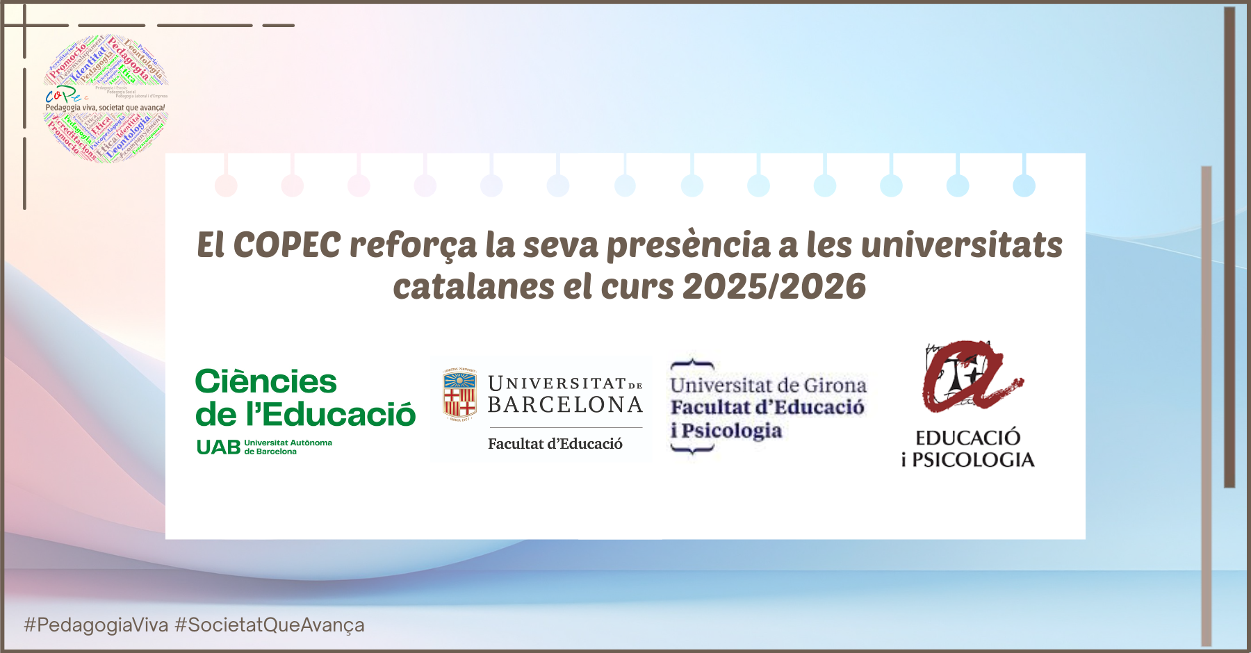 EL COPEC REFORÇA LA SEVA PRESÈNCIA A LES UNIVERSITATS CATALANES DURANT EL CURS 2025-2026