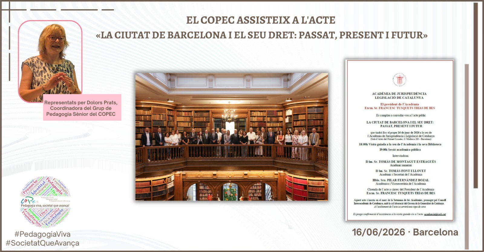 EL COPEC ASSISTEIX A L’ACTE «LA CIUTAT DE BARCELONA I EL SEU DRET: PASSAT, PRESENT I FUTUR»
