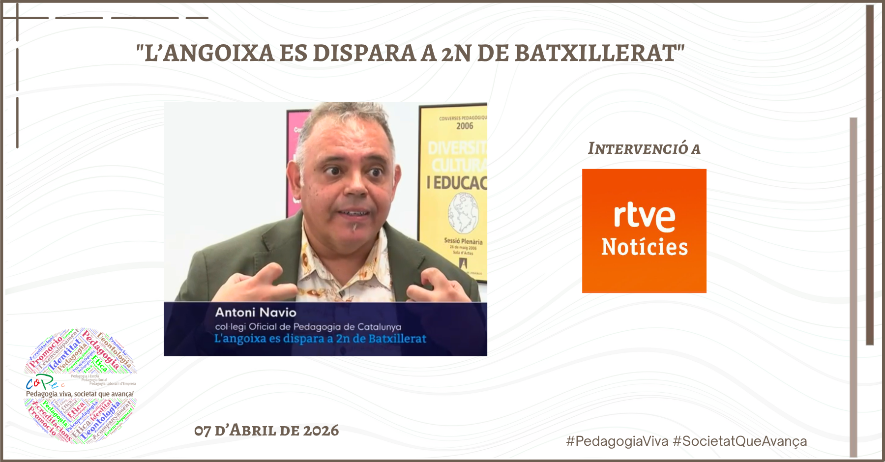 "L’ANGOIXA ES DISPARA A 2N DE BATXILLERAT" - RTVE NOTÍCIES, ANTONI NAVÍO