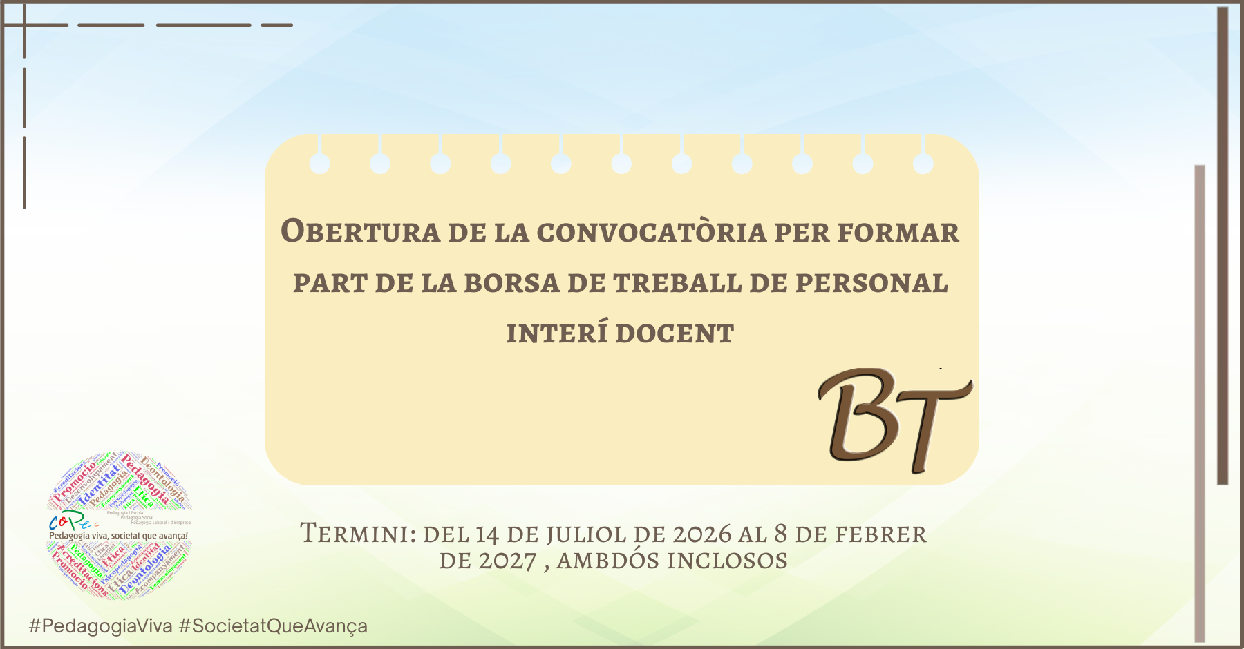 CONVOCATÒRIA BORSA INTERINS DOCENTS