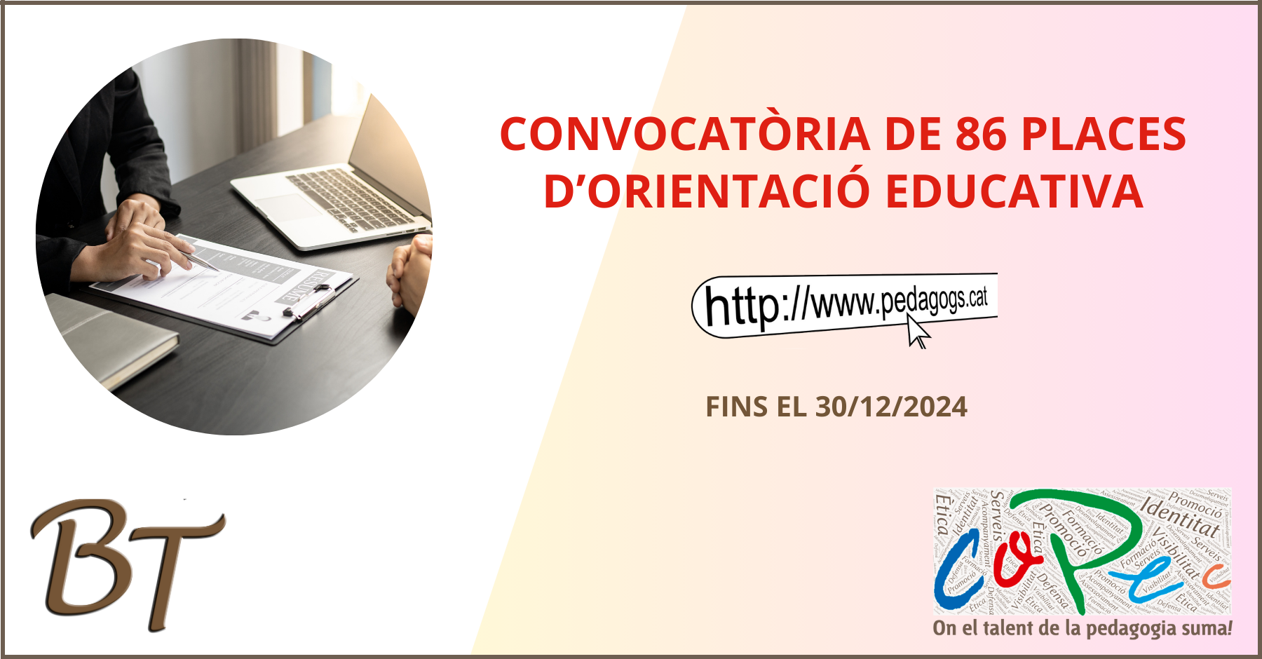 CONVOCATÒRIA DE 86 PLACES D’ORIENTACIÓ EDUCATIVA