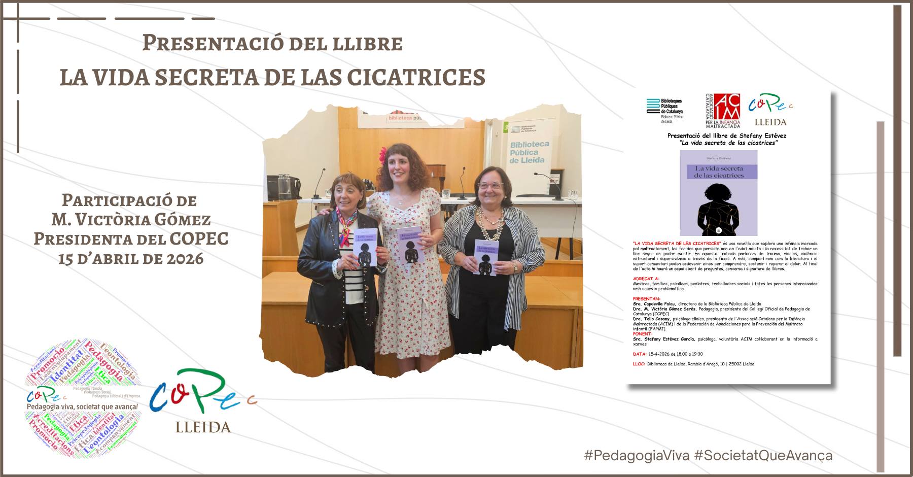 EL COPEC PARTICIPA EN LA PRESENTACIÓ DEL LLIBRE “LA VIDA SECRETA DE LAS CICATRICES” A LLEIDA