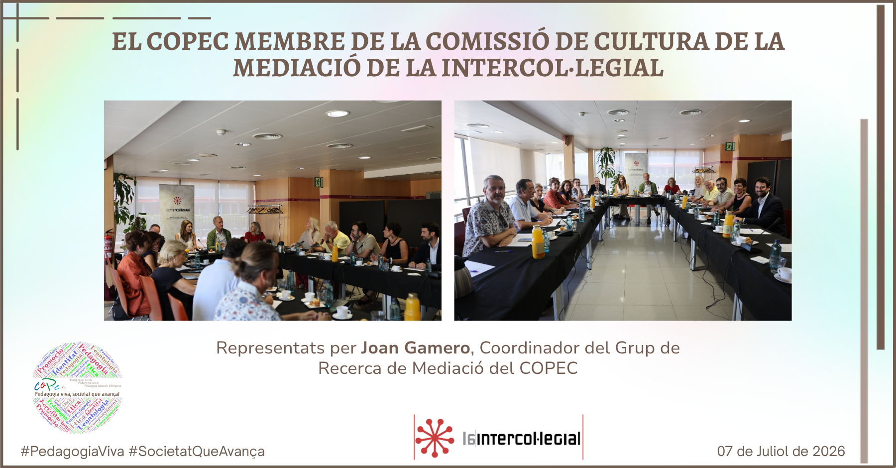 EL COPEC MEMBRE DE LA COMISSIÓ DE CULTURA DE LA MEDIACIÓ DE LA INTERCOL·LEGIAL