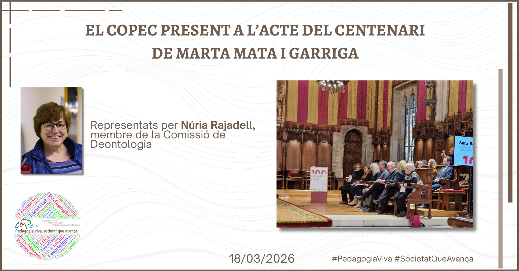 EL COPEC PRESENT A L’ACTE DE COMMEMORACIÓ DEL CENTENARI DE MARTA MATA I GARRIGA