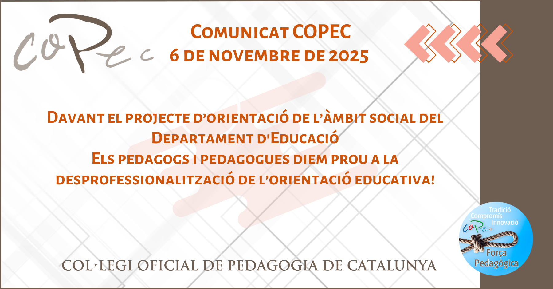 COMUNICAT DAVANT EL PROJECTE D’ORIENTACIÓ DE L’ÀMBIT SOCIAL