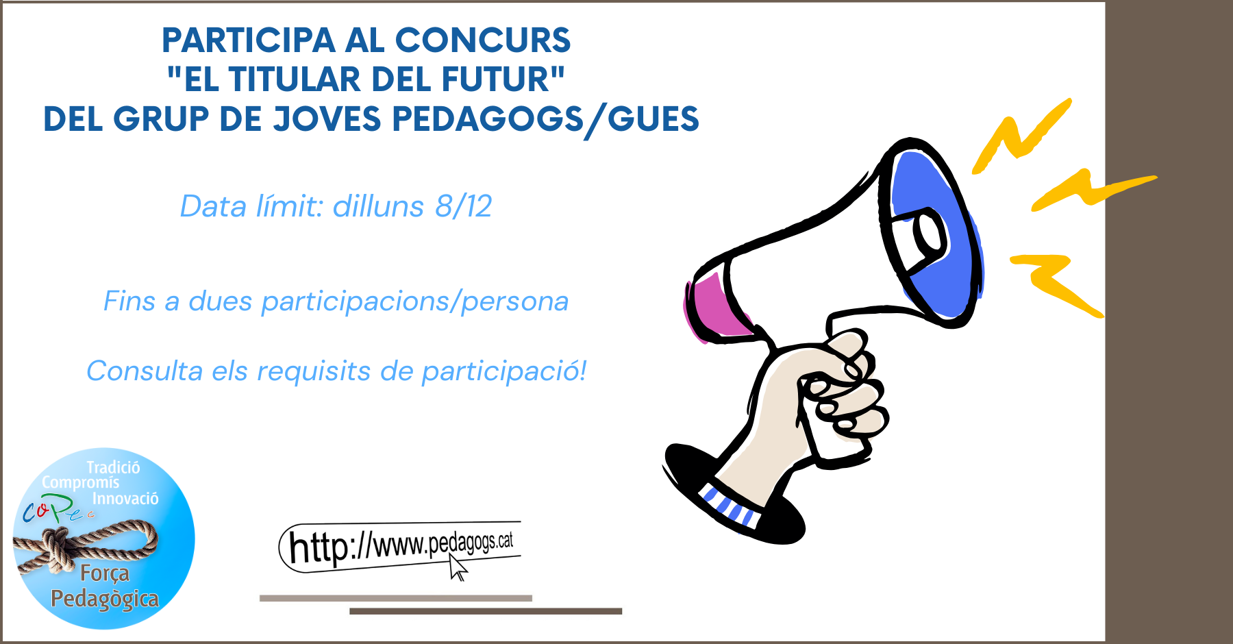 PARTICIPA AL CONCURS "EL TITULAR DEL FUTUR" DEL GRUP JOVES PEDAGOGS/GUES