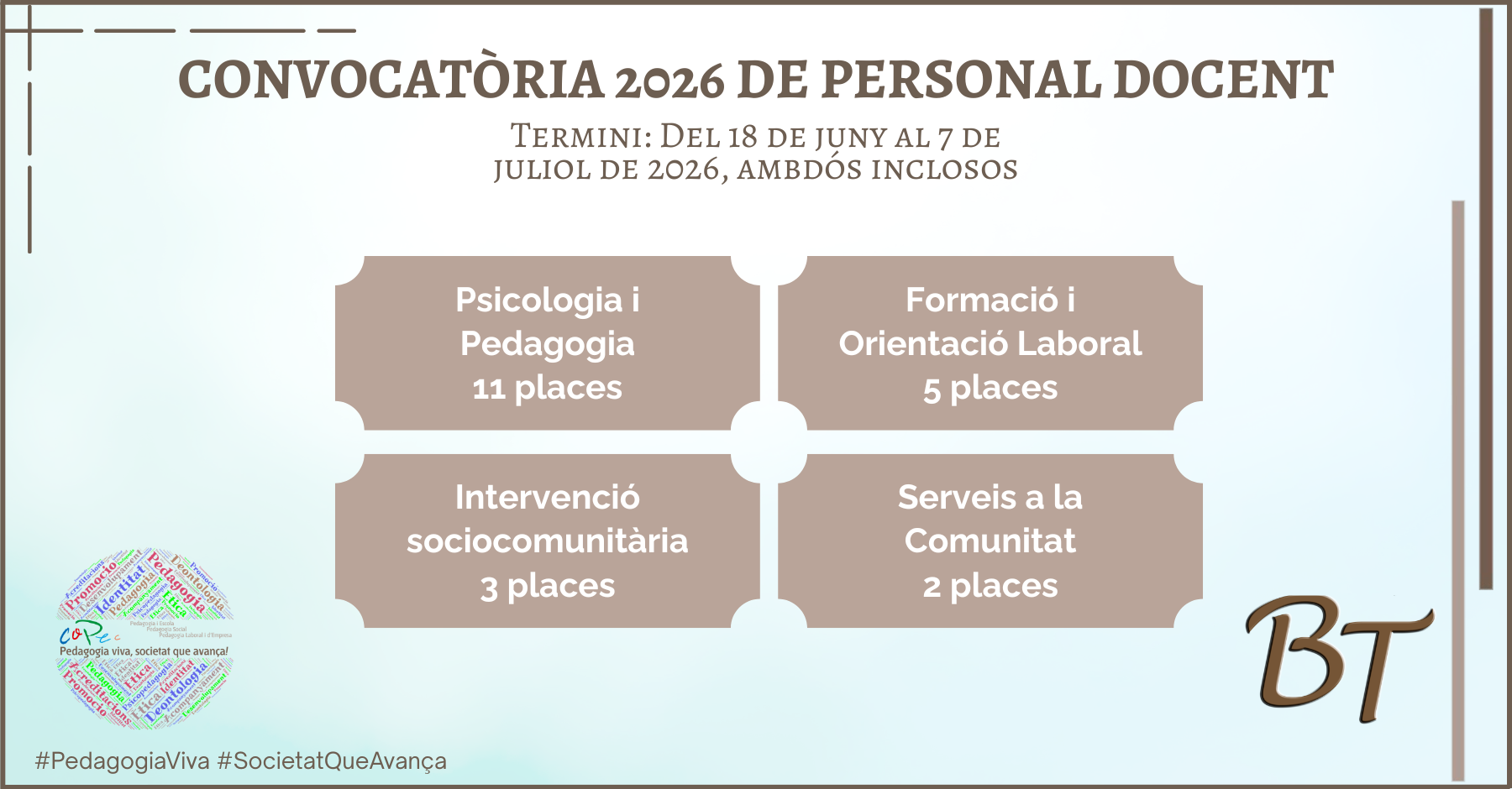CONVOCATÒRIA 2026 DE PERSONAL DOCENT
