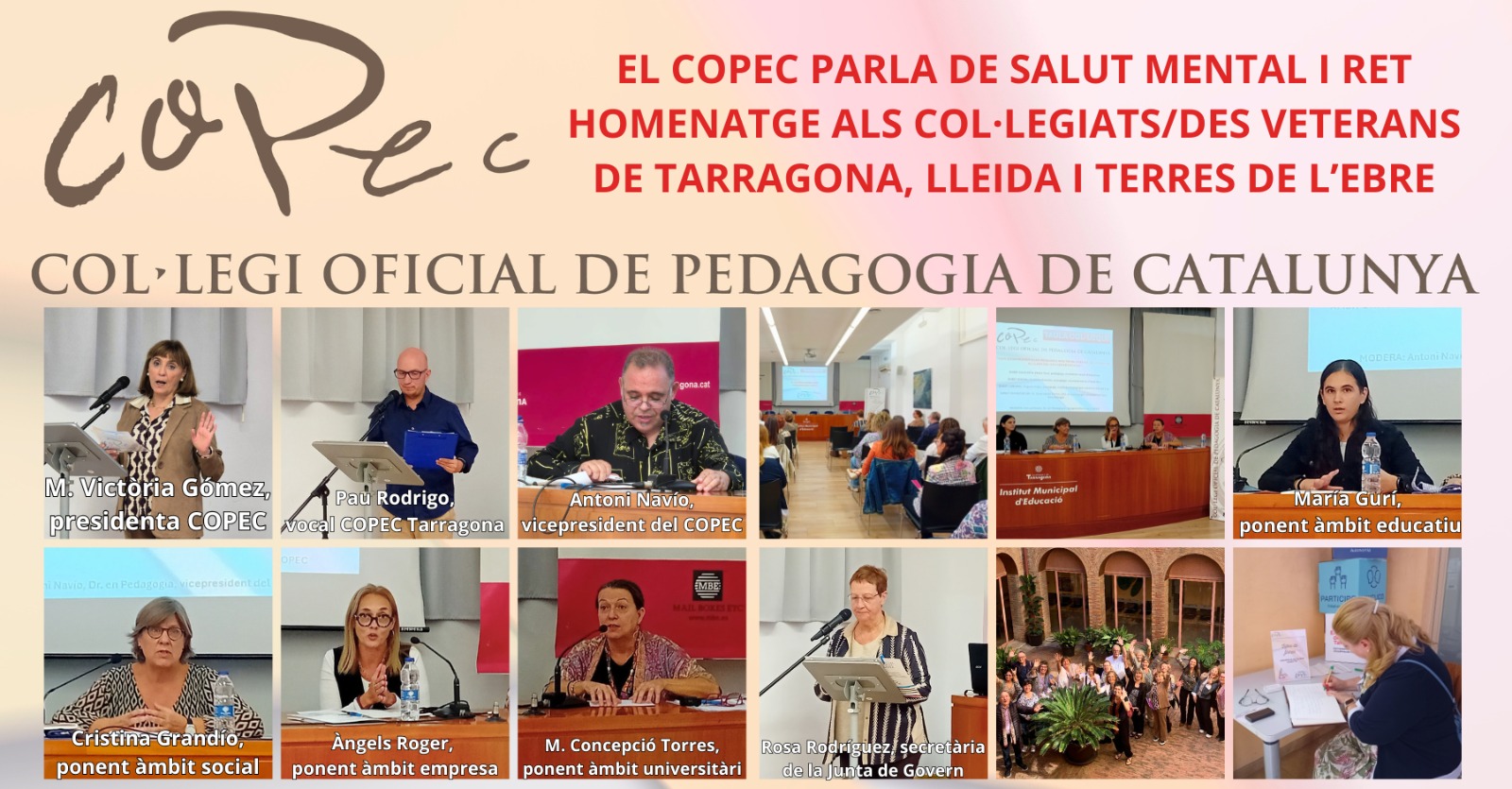 Col·legi Oficial de Pedagogia de Catalunya >  > NdP - COPEC TARRAGONA, PARLA DE SALUT MENTAL I RET HOMENATGE ALS COL·LEGIATS/DES VETERANS