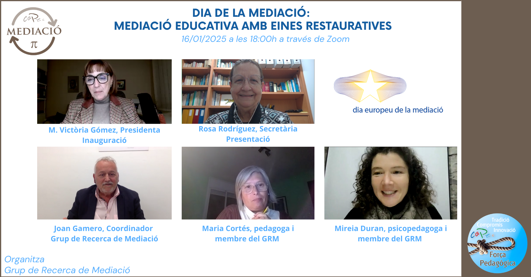 DIA DE LA MEDIACIÓ: "MEDIACIÓ ESCOLAR: EINA CLAU PER A LA CONVIVÈNCIA EDUCATIVA"