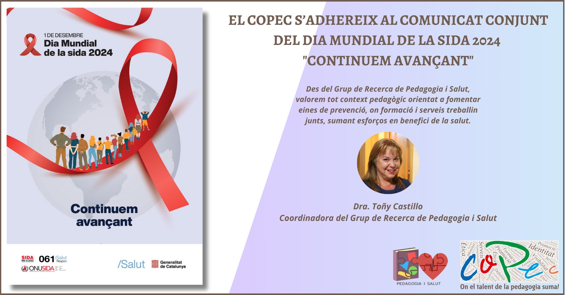 EL COPEC S’ADHEREIX AL COMUNICAT CONJUNT DEL DIA MUNDIAL DE LA SIDA 2024 "CONTINUEM AVANÇANT"