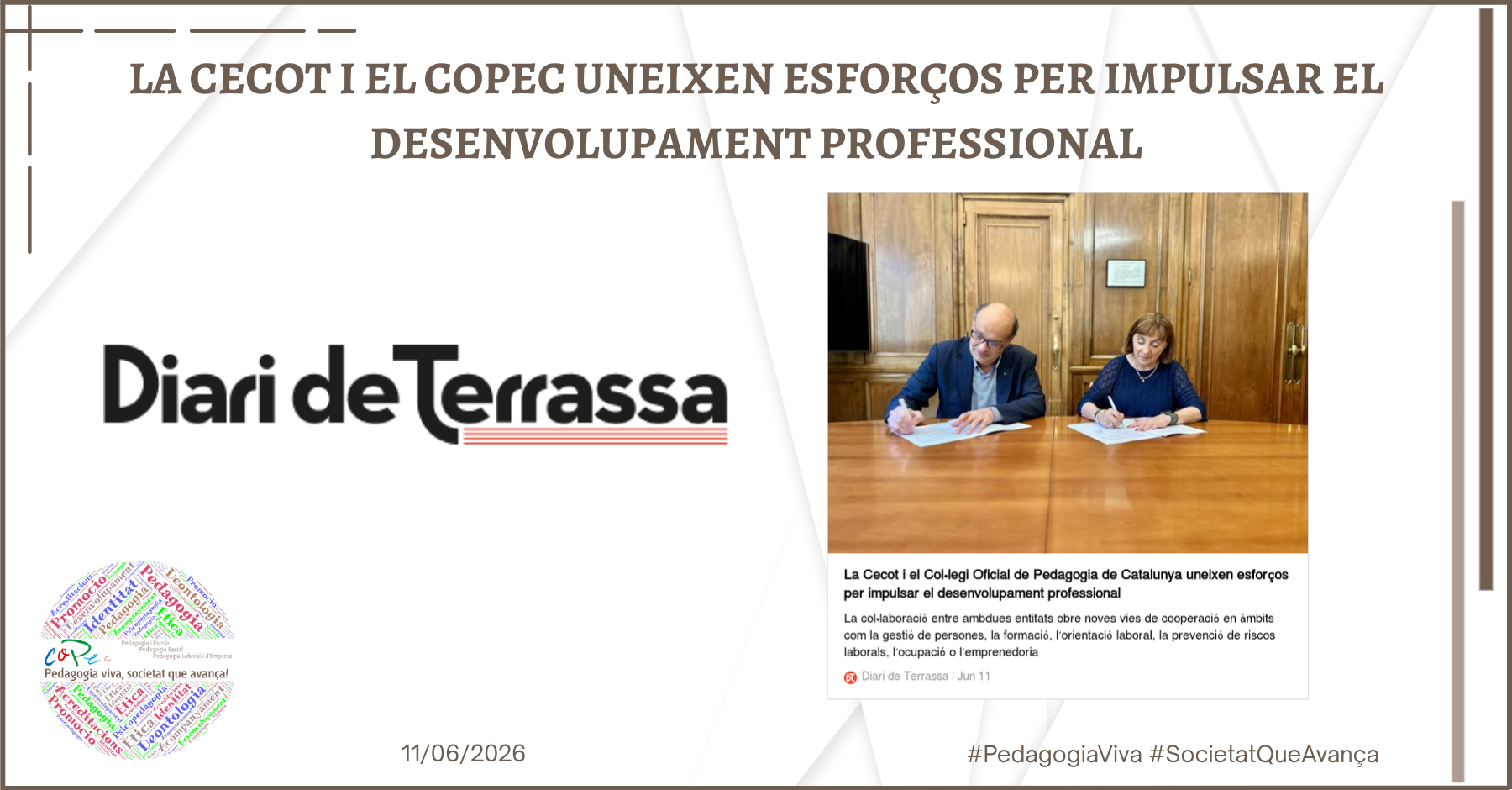 "CECOT I COPEC UNEIXEN ESFORÇOS PER IMPULSAR EL DESENVOLUPAMENT PROFESSIONAL" - DIARI DE TERRASSA