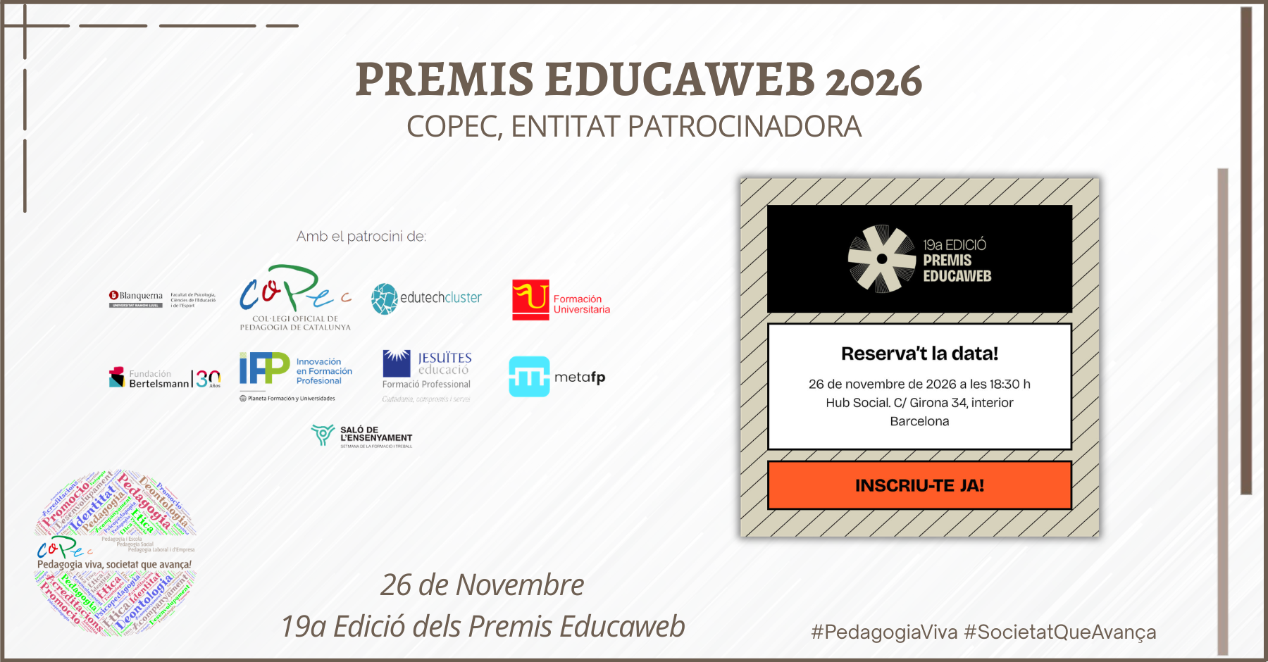 EL COPEC ENTITAT PATROCINADORA DELS PREMIS EDUCAWEB 2026. ACTE DE LLIURAMENT.