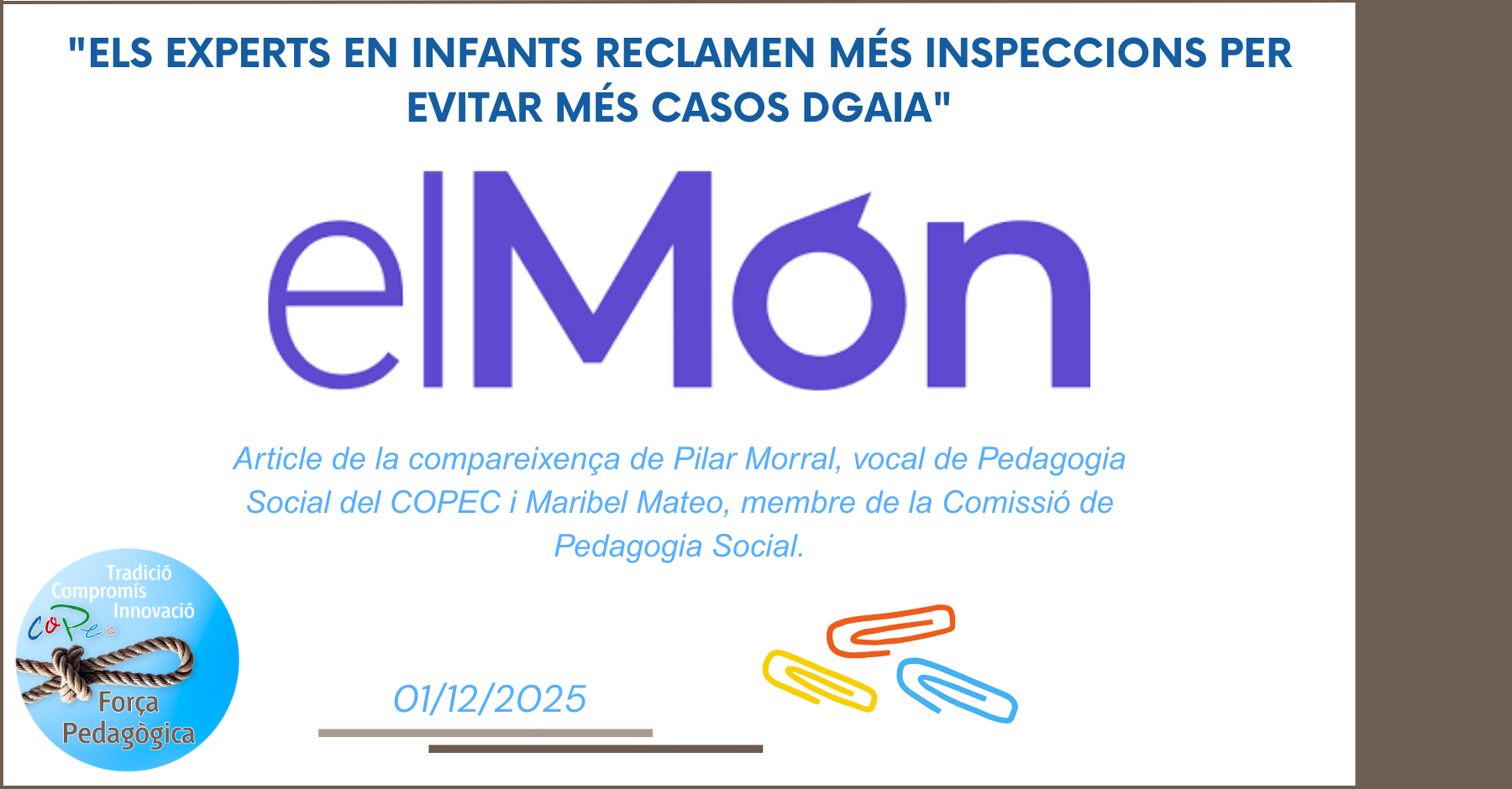 "ELS EXPERTS EN INFANTS RECLAMEN MÉS INSPECCIONS PER EVITAR MÉS CASOS DGAIA", ELMON.CAT
