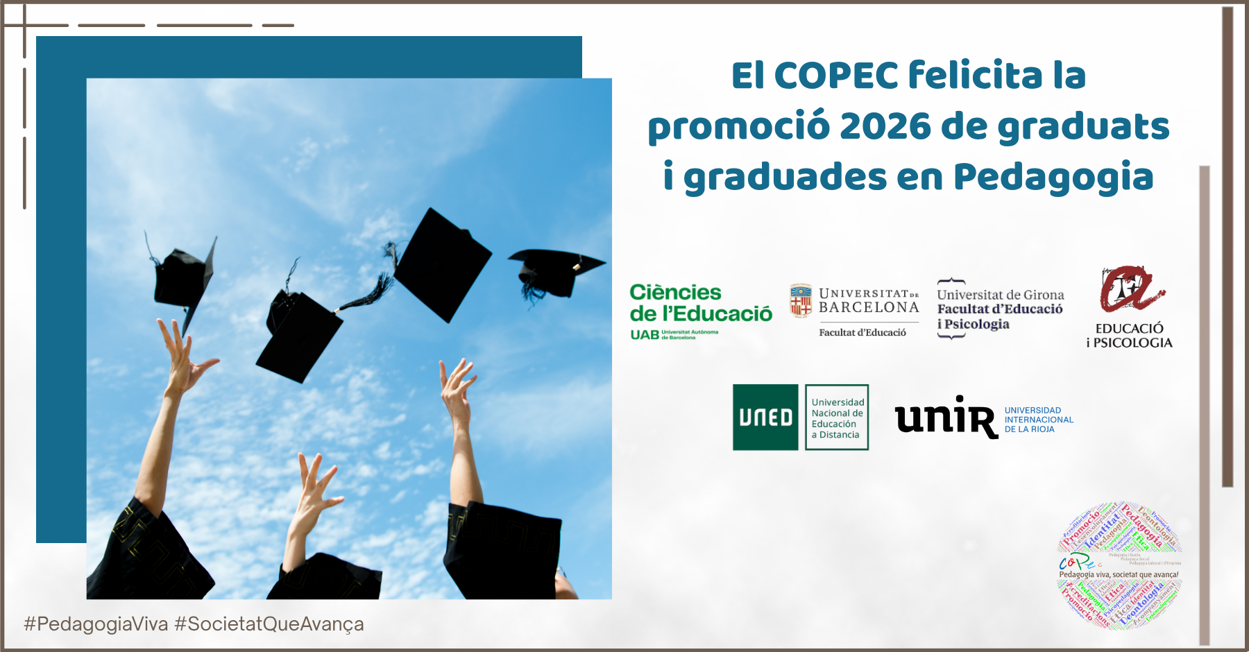 EL COPEC FELICITA LA PROMOCIÓ 2026 DE GRADUATS I GRADUADES EN PEDAGOGIA