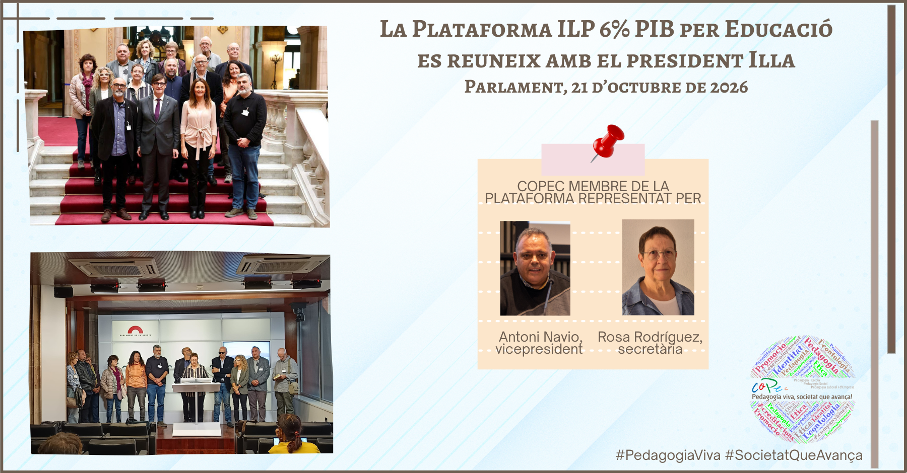 Col·legi Oficial de Pedagogia de Catalunya >  > LA PLATAFORMA ILP 6% ES REUNEIX AMB EL PRESIDENT ILLA
