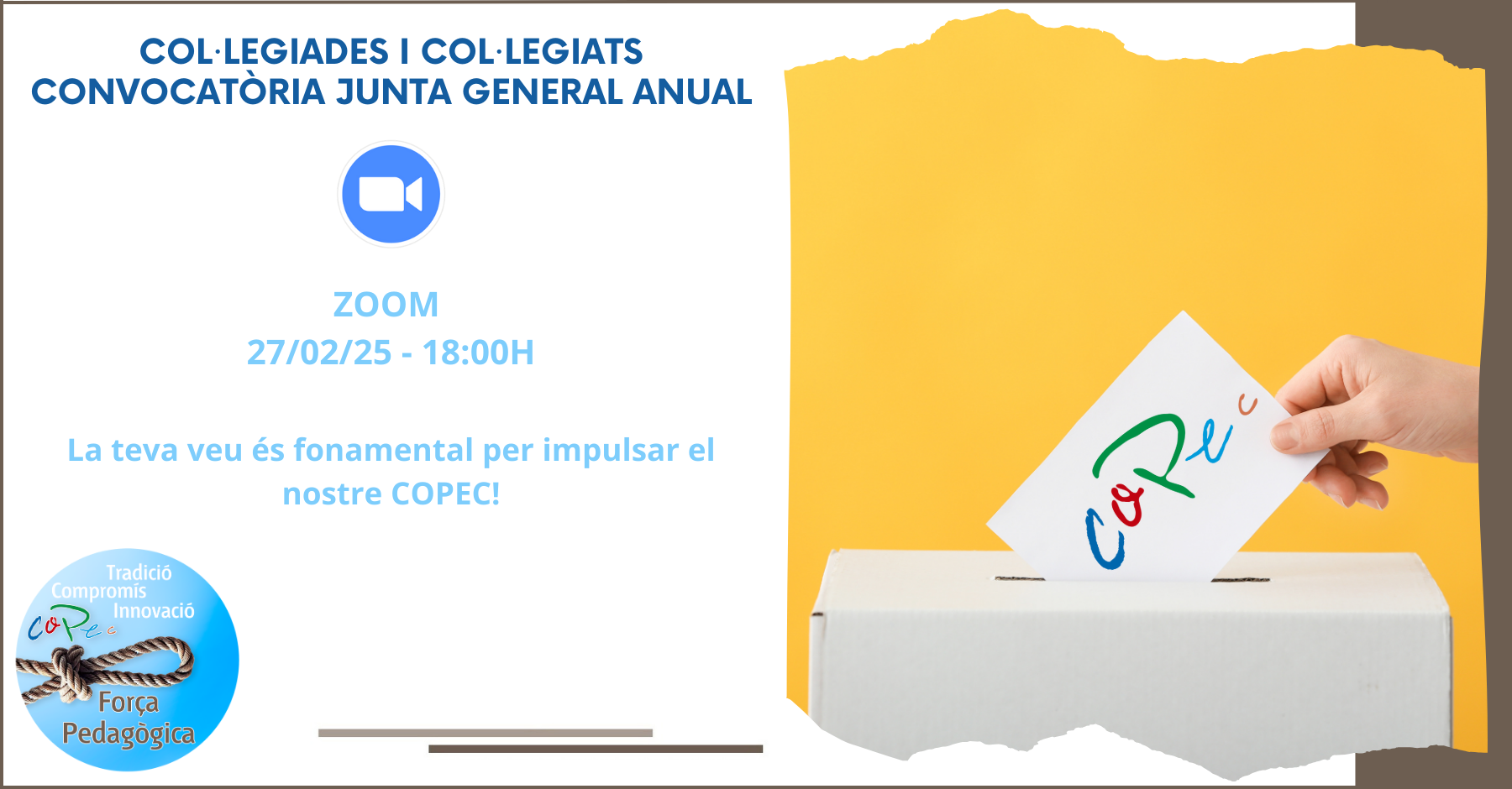 Col·legi Oficial de Pedagogia de Catalunya > JUNTA GENERAL ORDINARIA - ZOOM 27/02/2025 - 18:00H