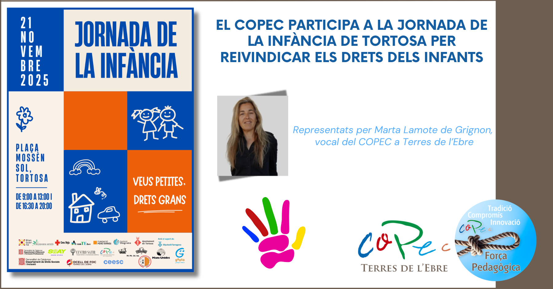 EL COPEC PARTICIPA A LA JORNADA DE LA INFÀNCIA DE TORTOSA PER REIVINDICAR ELS DRETS DELS INFANTS