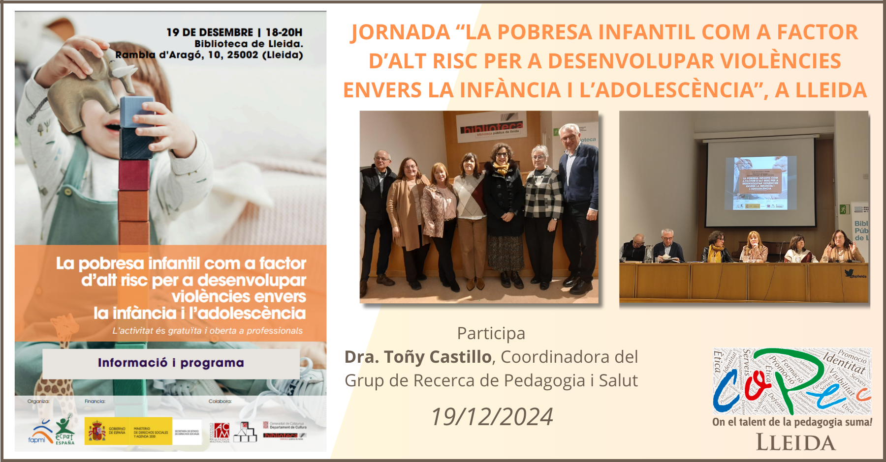 JORNADA SOBRE LA POBRESA INFANTIL I ELS RISCOS DE VIOLÈNCIA A LA INFÀNCIA A LLEIDA