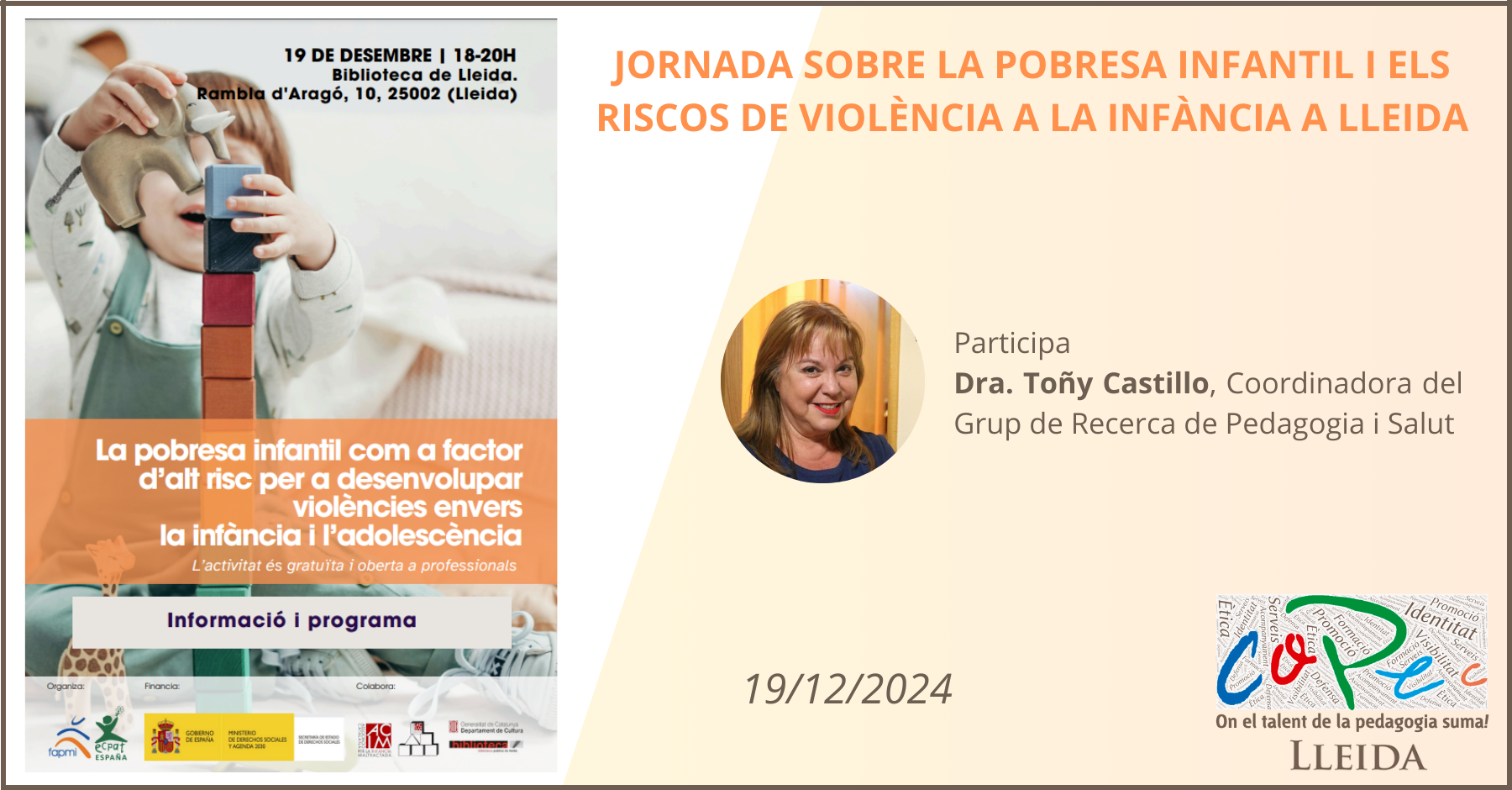 JORNADA SOBRE LA POBRESA INFANTIL I ELS RISCOS DE VIOLÈNCIA A LA INFÀNCIA A LLEIDA