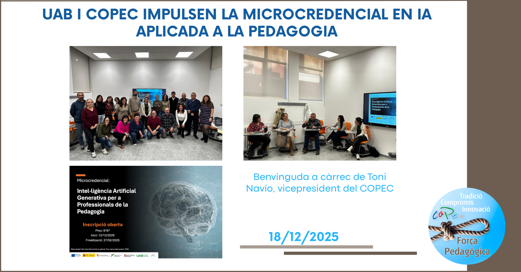 UAB I COPEC IMPULSEN LA MICROCREDENCIAL EN IA APLICADA A LA PEDAGOGIA