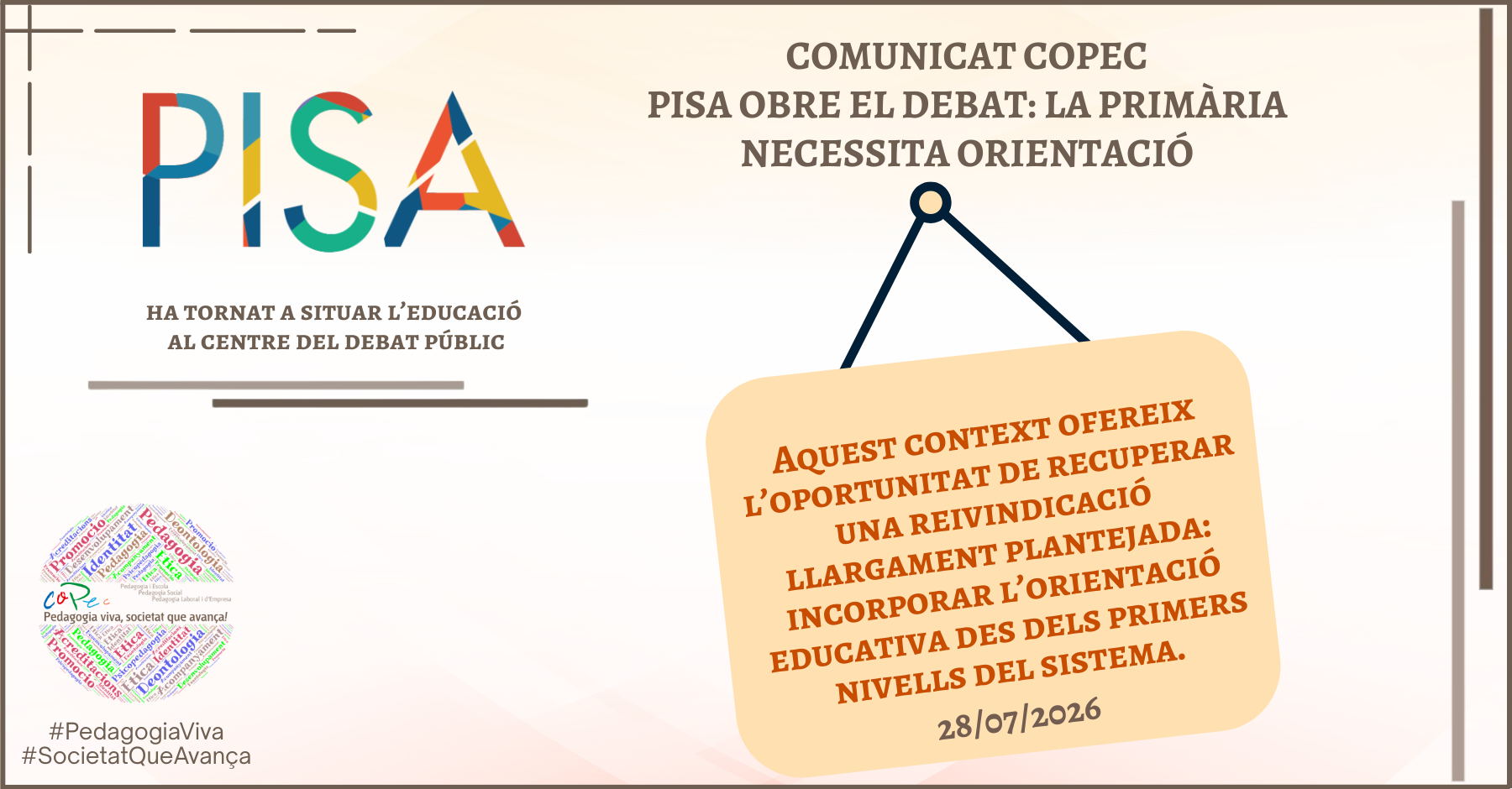 COMUNICAT COPEC: PISA OBRE EL DEBAT: LA PRIMÀRIA NECESSITA ORIENTACIÓ