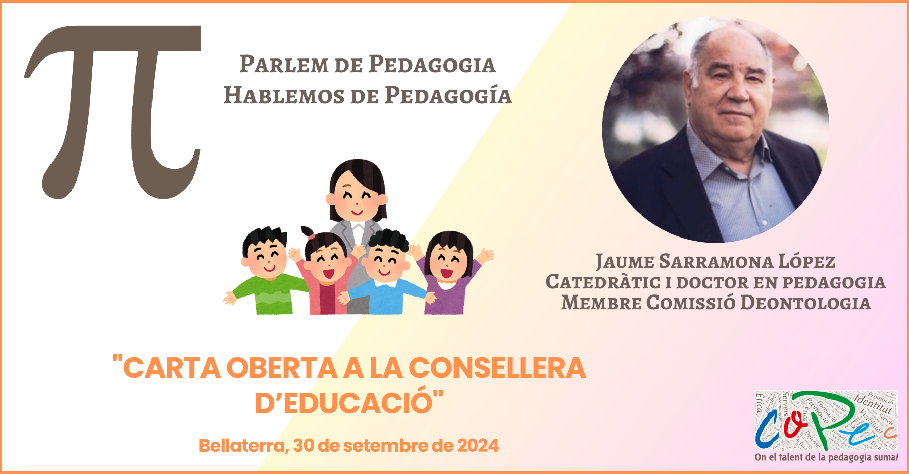 Col·legi Oficial de Pedagogia de Catalunya >  > J. SARRAMONA - "CARTA ABIERTA A LA CONSEJERA DE EDUCACIÓN" EN HABLAMOS DE PEDAGOGÍA