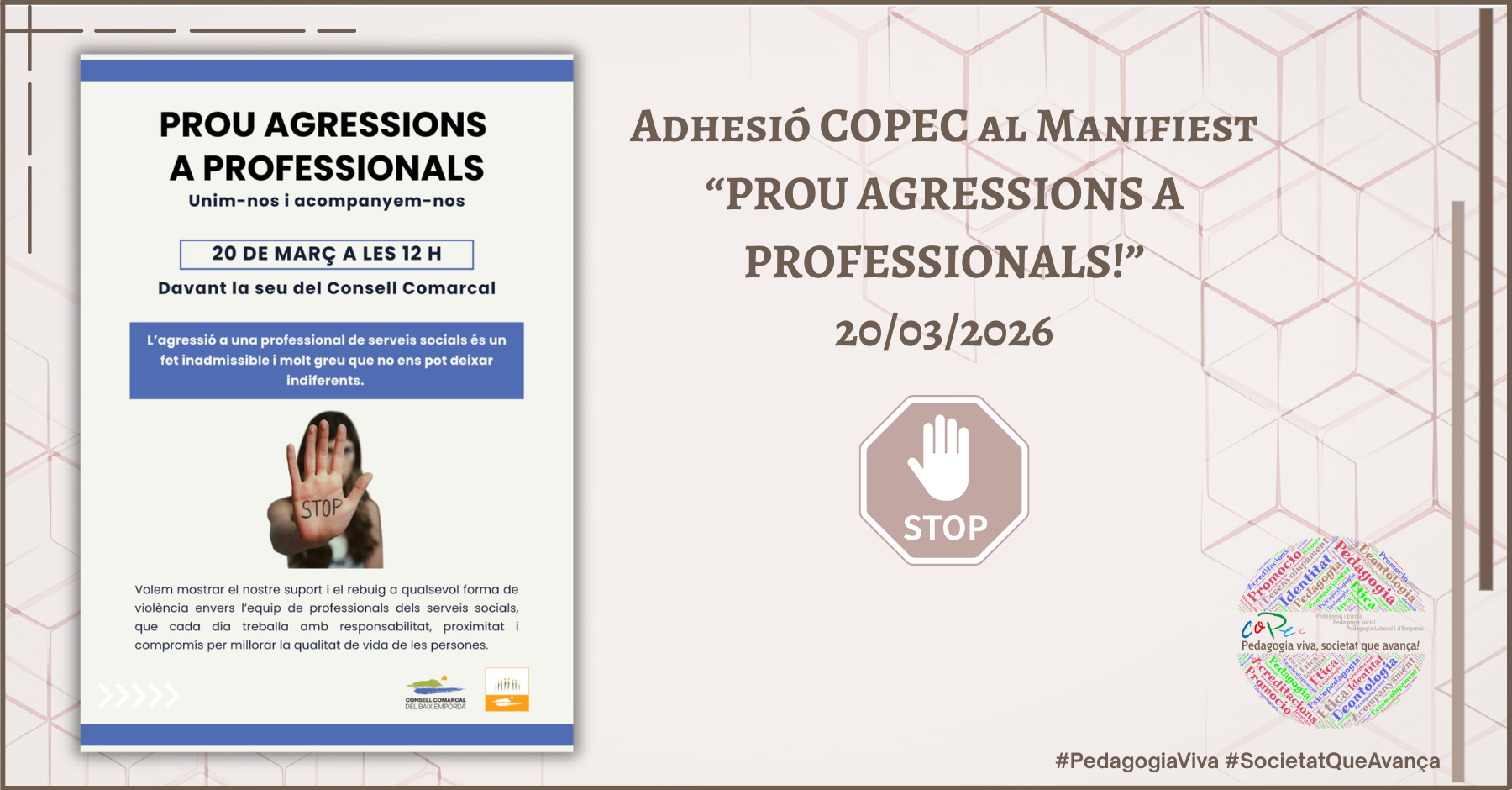 MANIFEST DE REBUIG DAVANT L’AGRESSIÓ A UNA PROFESSIONAL DELS SERVEIS SOCIALS DEL CC BAIX EMPORDÀ