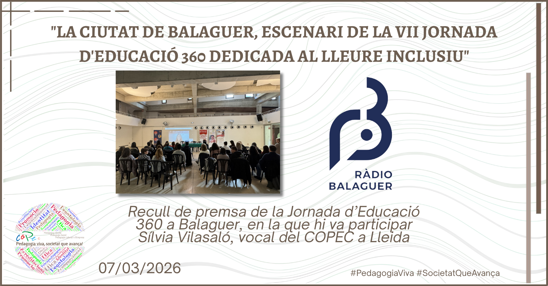 "LA CIUTAT DE BALAGUER, ESCENARI DE LA VII JORNADA D’EDUCACIÓ 360" RÀDIO BALAGUER