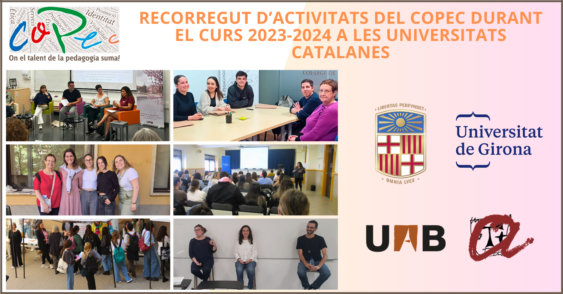 RECORREGUT D’ACTIVITATS DEL COPEC DURANT EL CURS 2023-2024 A LES UNIVERSITATS CATALANES