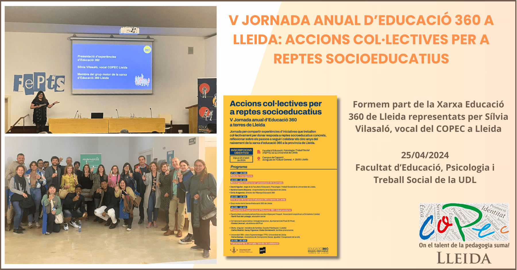 COPEC-LLEIDA - JORNADA EDUCACIÓ 360 TERRES DE LLEIDA: ACCIONS COL·LECTIVES I REPTES SOCIOEDUCATIUS