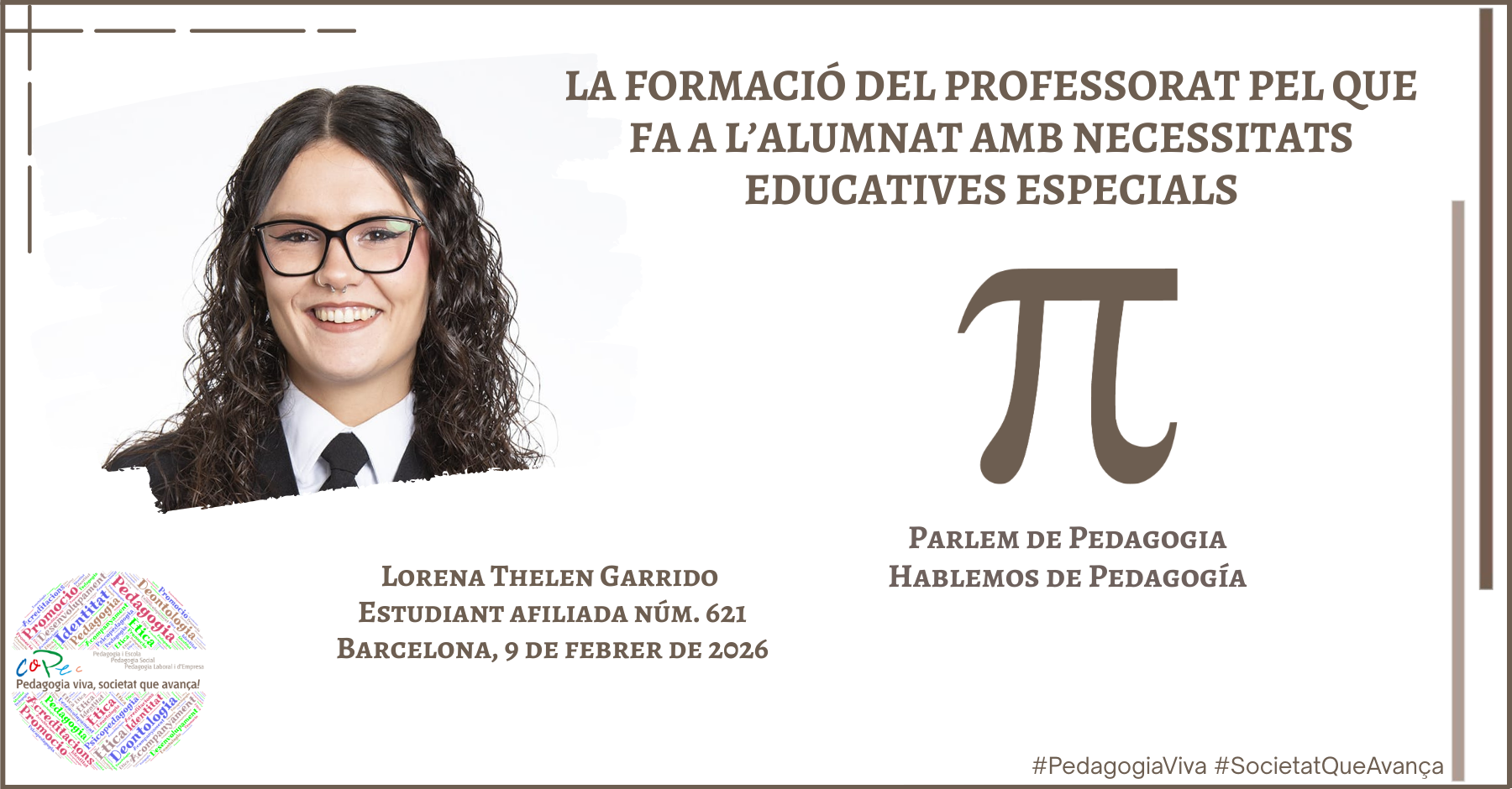 LORENA THELEN: "LA FORMACIÓ DEL PROFESSORAT I L’ALUMNAT AMB NEE" A PARLEM DE PEDAGOGIA