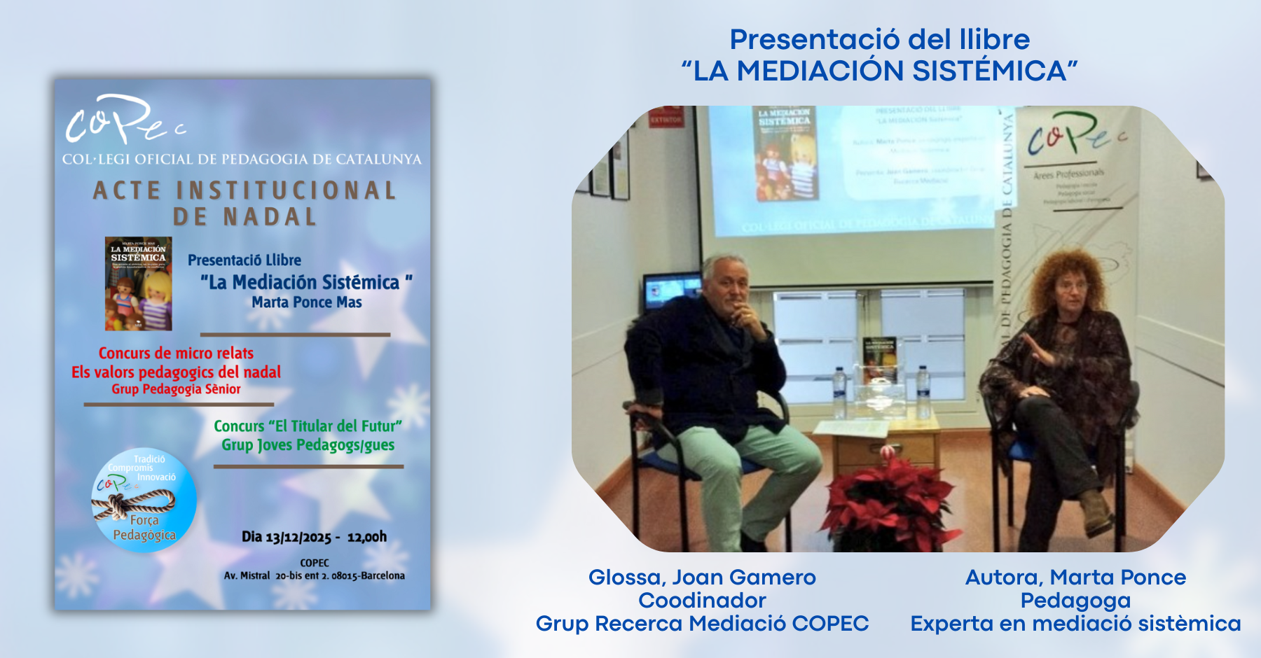 PRESENTACIÓ LLIBRE "LA MEDIACION SISTÉMICA" DE MARTA PONCE